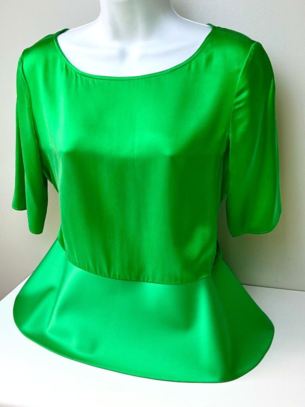 Emporio Armani Silk Blend Green Peplum Blouse Size 42